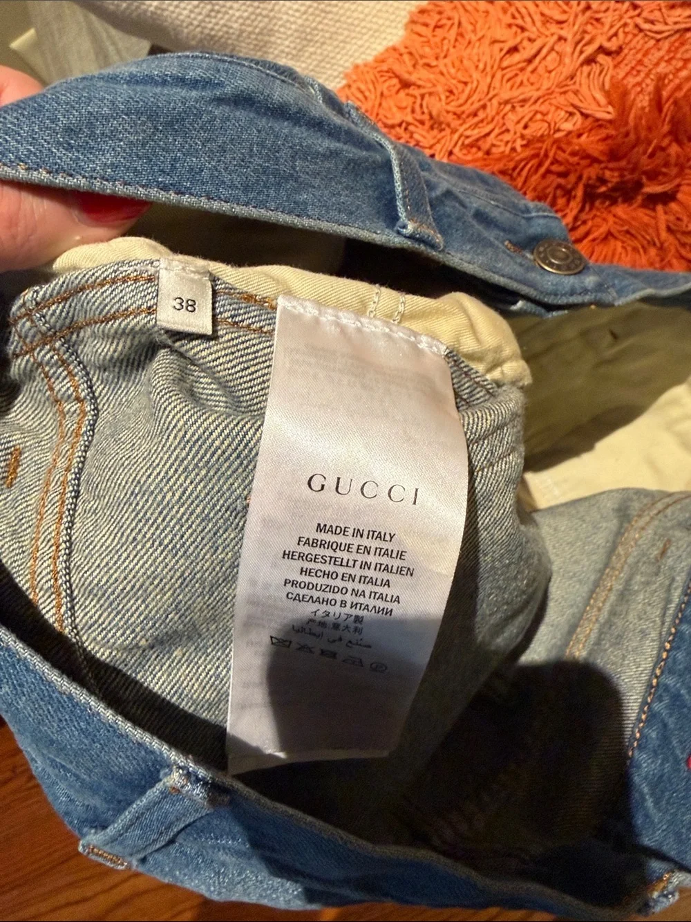 Gucci Light Blue Embroidered Straight Jeans